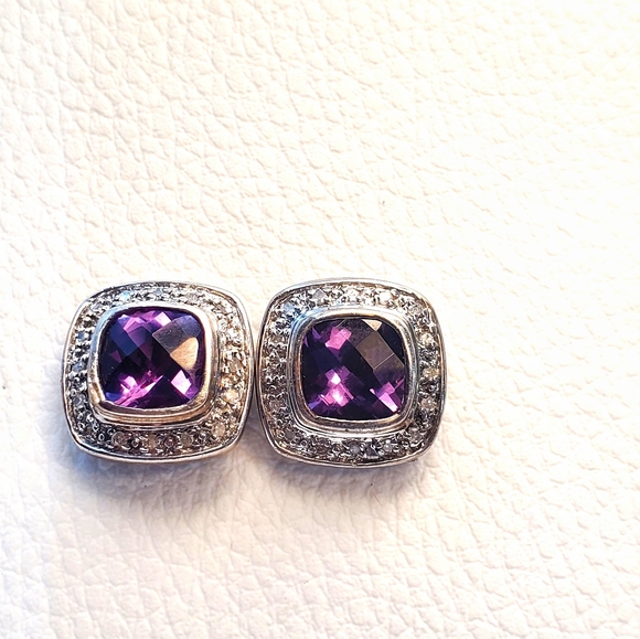 14k & 925 Wells Vintage Amethyst earrings - Picture 8 of 9